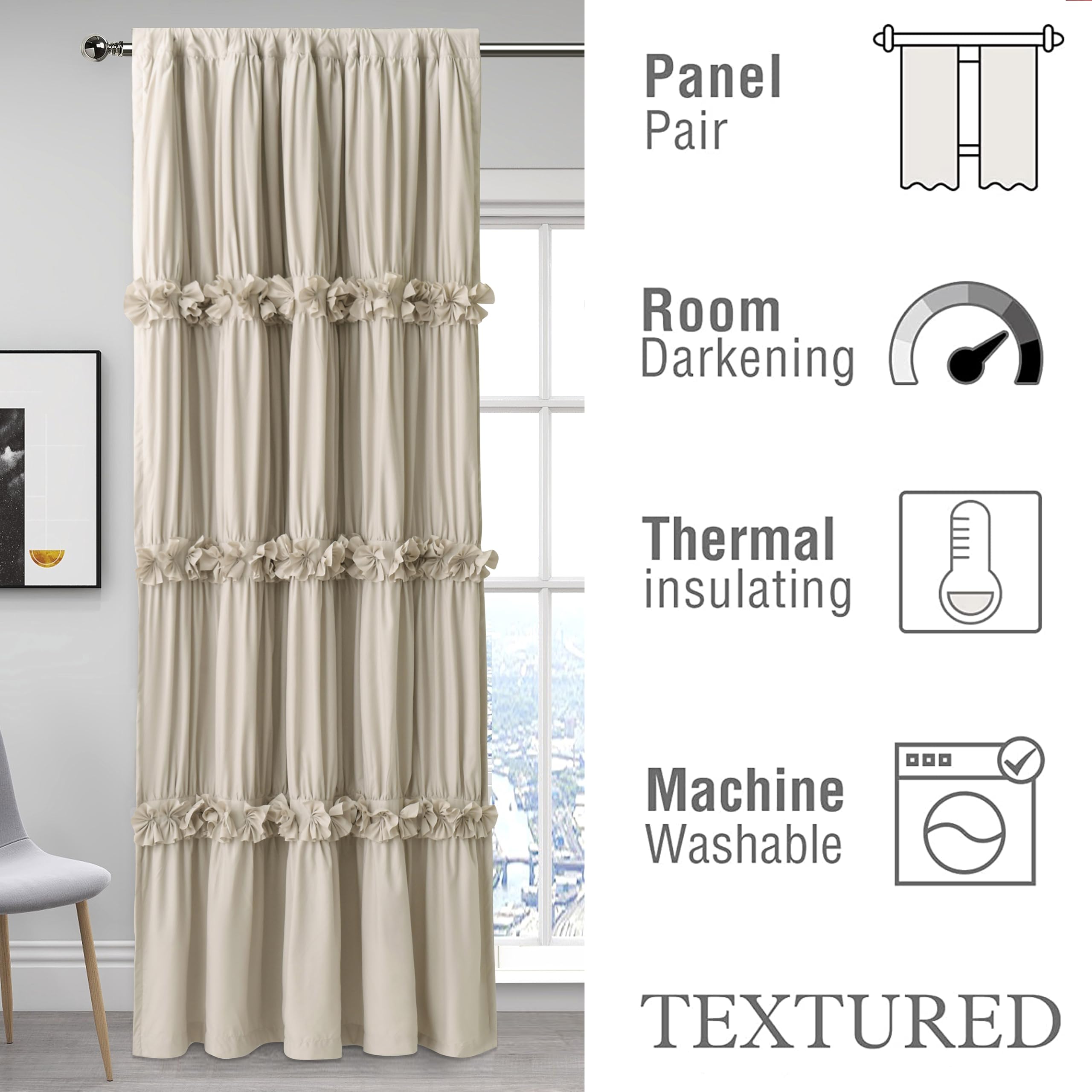 Homechoice Decor rod pocket header close up for easy installation
