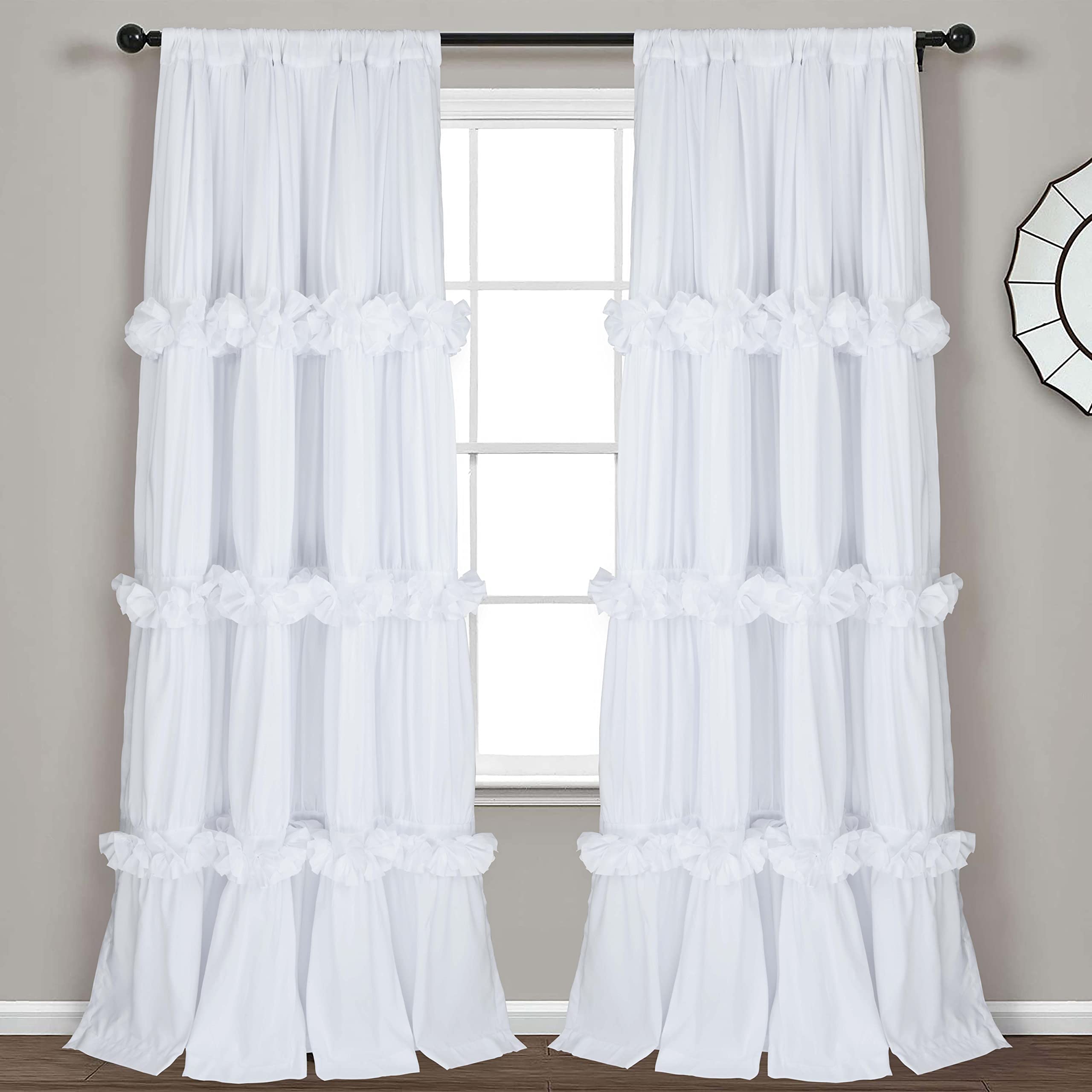 Homechoice Decor ruched butterfly flowers detail adds elegant window charm.
