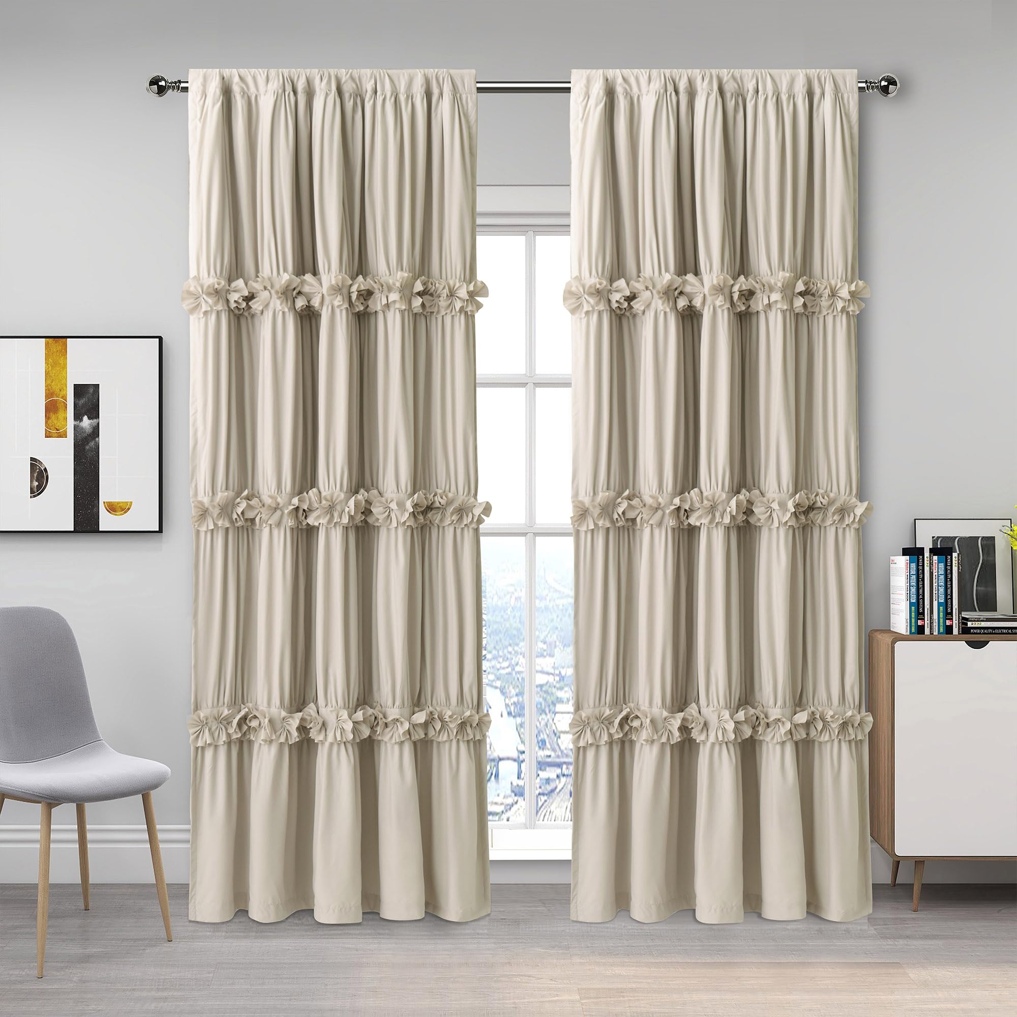 Homechoice Decor ruched butterfly flowers detail adds romantic cottage charm