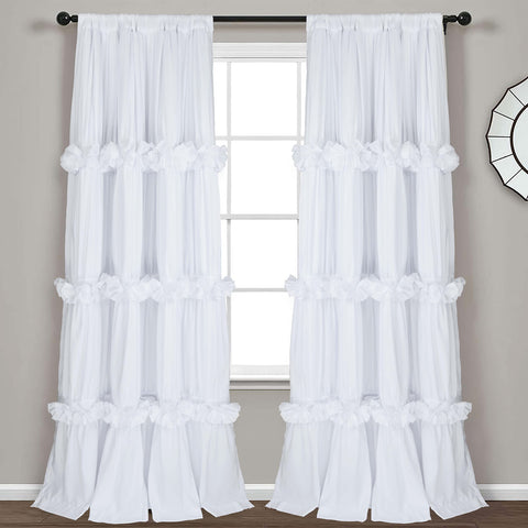 Homechoice Decor ruched butterfly flowers detail adds elegant window charm.