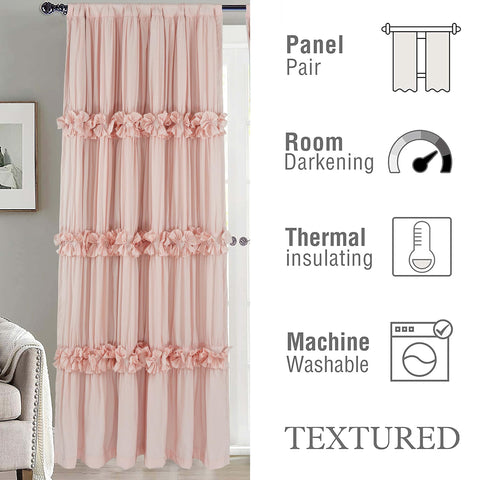 Homechoice Decor ruched drapes highlight cottage chic in soft folds