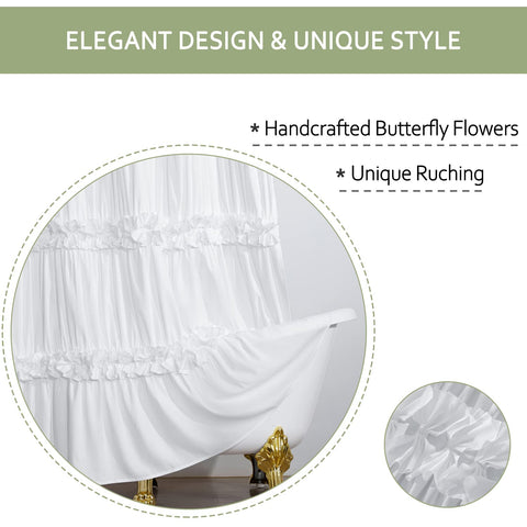 Homechoice Decor ruched microfiber fabric offers soft, durable bath curtain.
