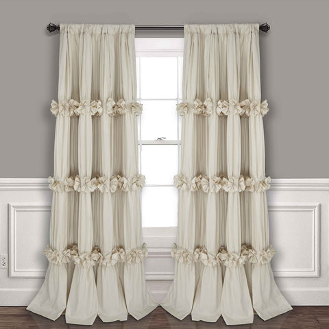 Homechoice Decor camel ruched curtains with butterfly flowers for cozy ambiance and light control.