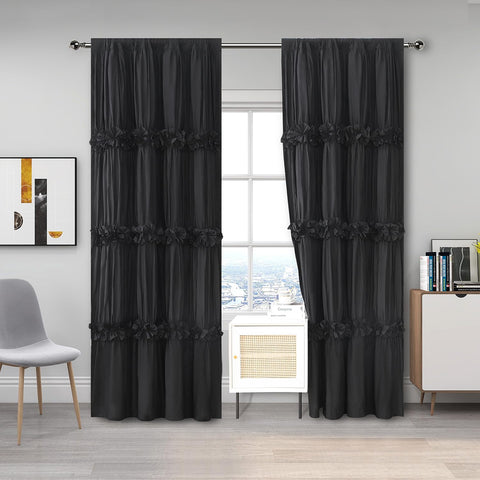 Homechoice Decor blackout curtains front view with boho style and light control.