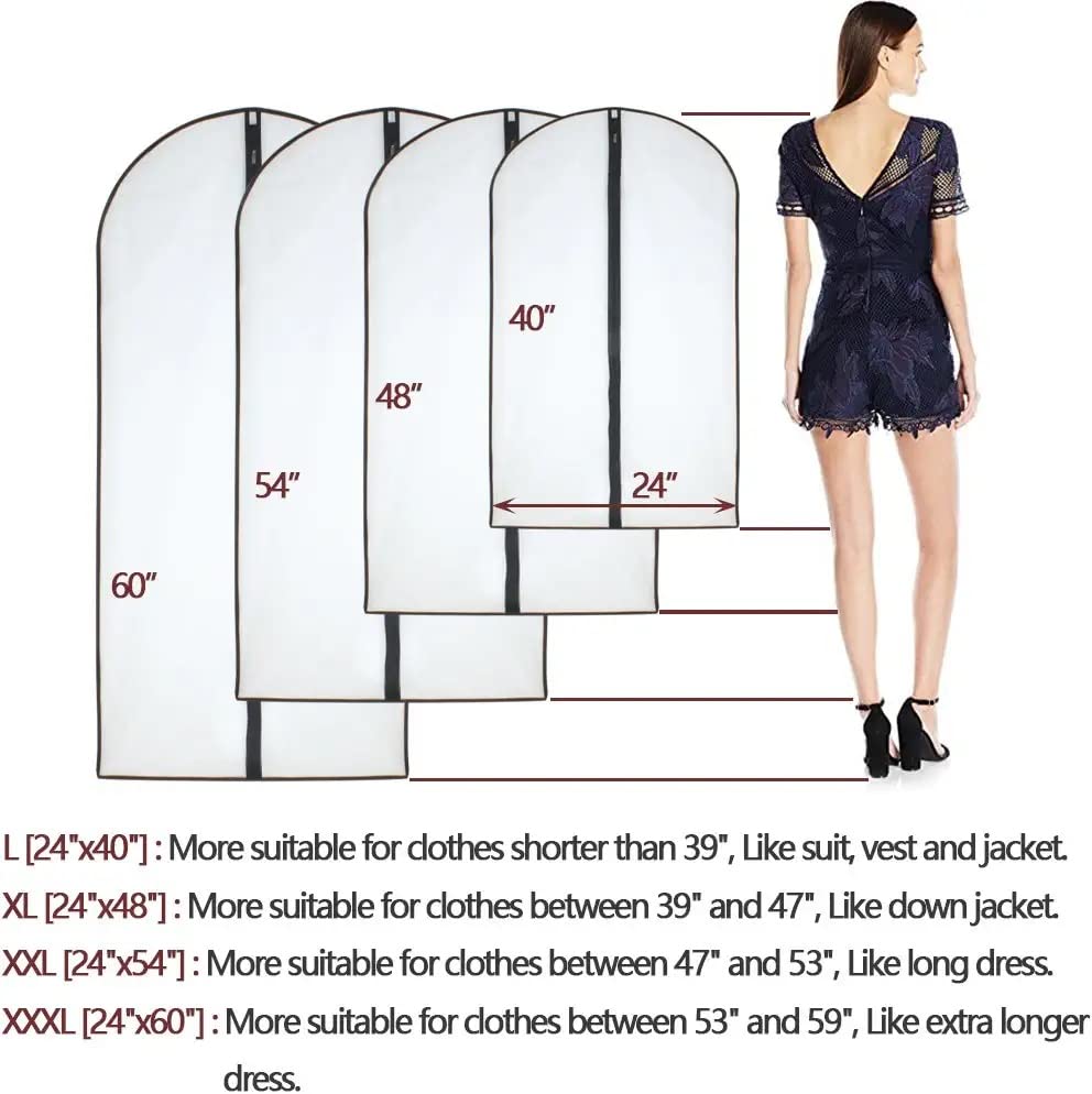 HomeClean long dress bag 24x60 protects gowns while hanging.