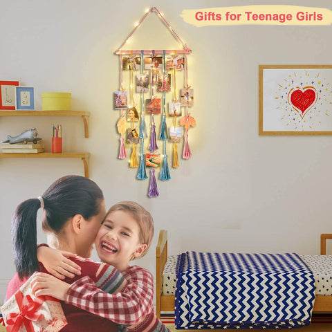 Homecor hand-woven art using natural cotton rope and wooden dowel
