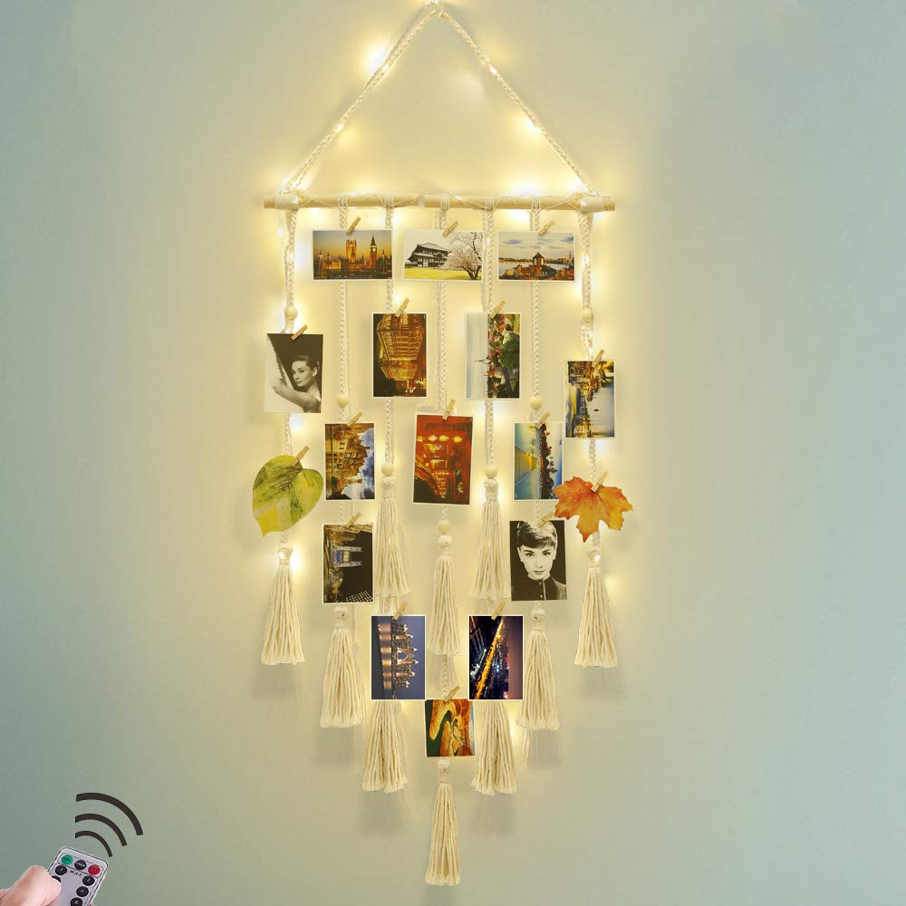Homecor hanging photo display with 30 clips for a customizable wall collage.