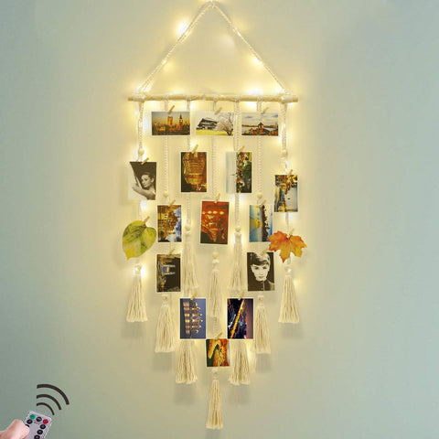 Homecor hanging photo display with 30 clips for a customizable wall collage.