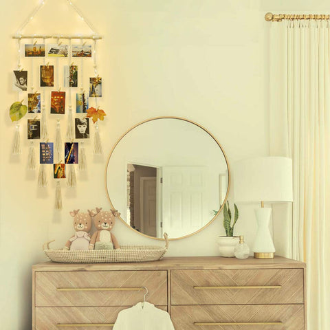 Homecor macrame wall hanging in boho style adds texture to any room.