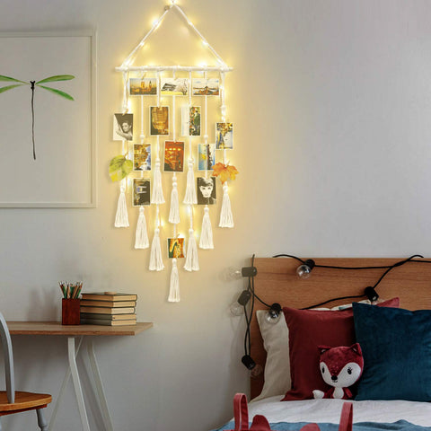 Homecor picture frame collage with LED light for ambient photo display.