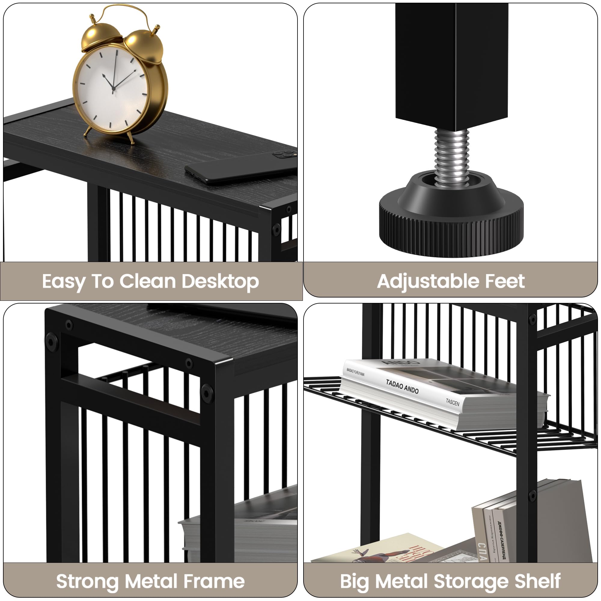 Homedawn end table with adjustable feet protects floors on uneven surfaces.