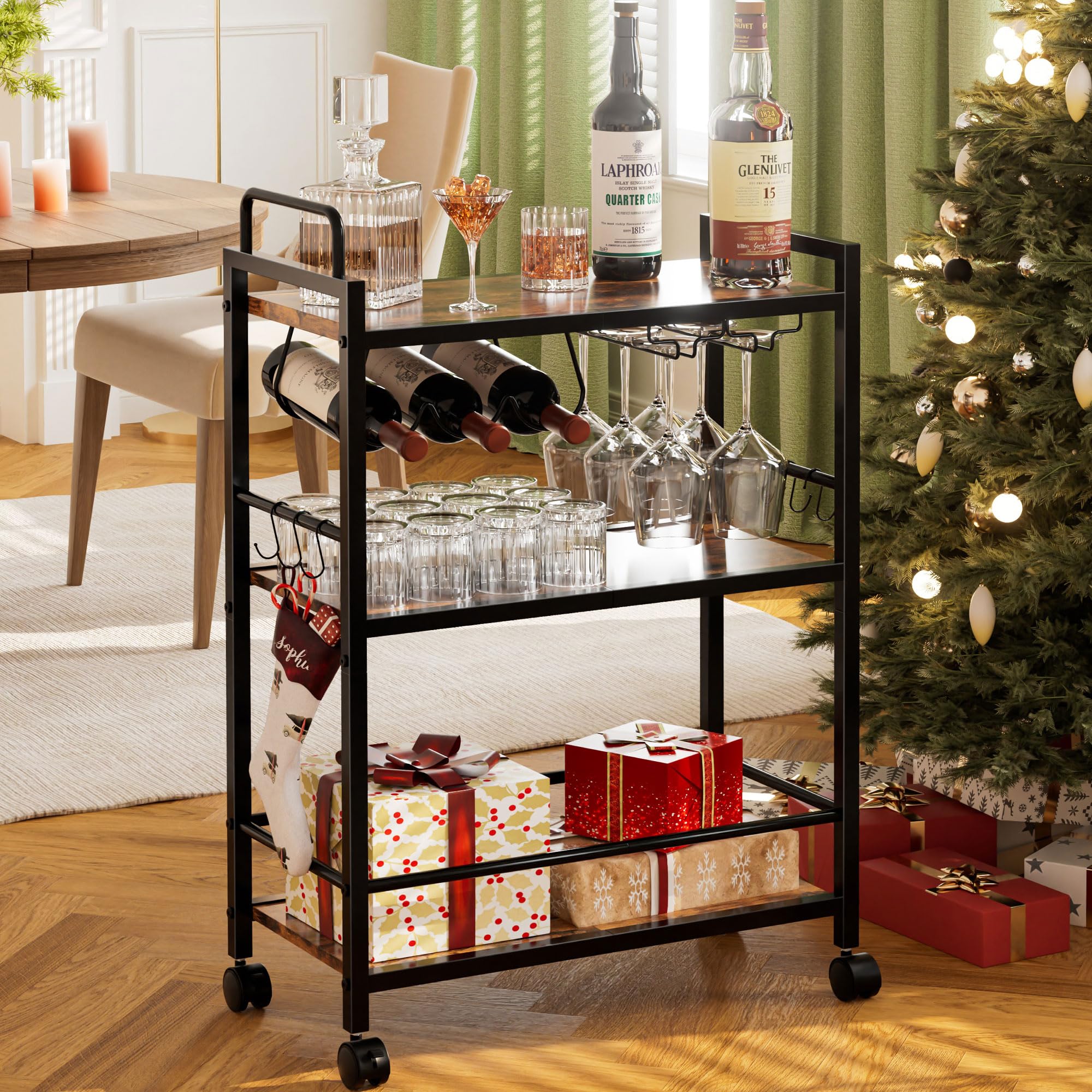 Homedawn bar cart fits dining rooms, kitchens, and entryways.