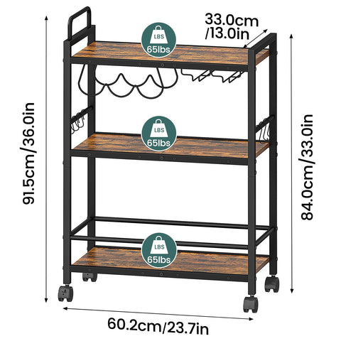 Homedawn bar cart handle and S-hooks help tidy utensils.
