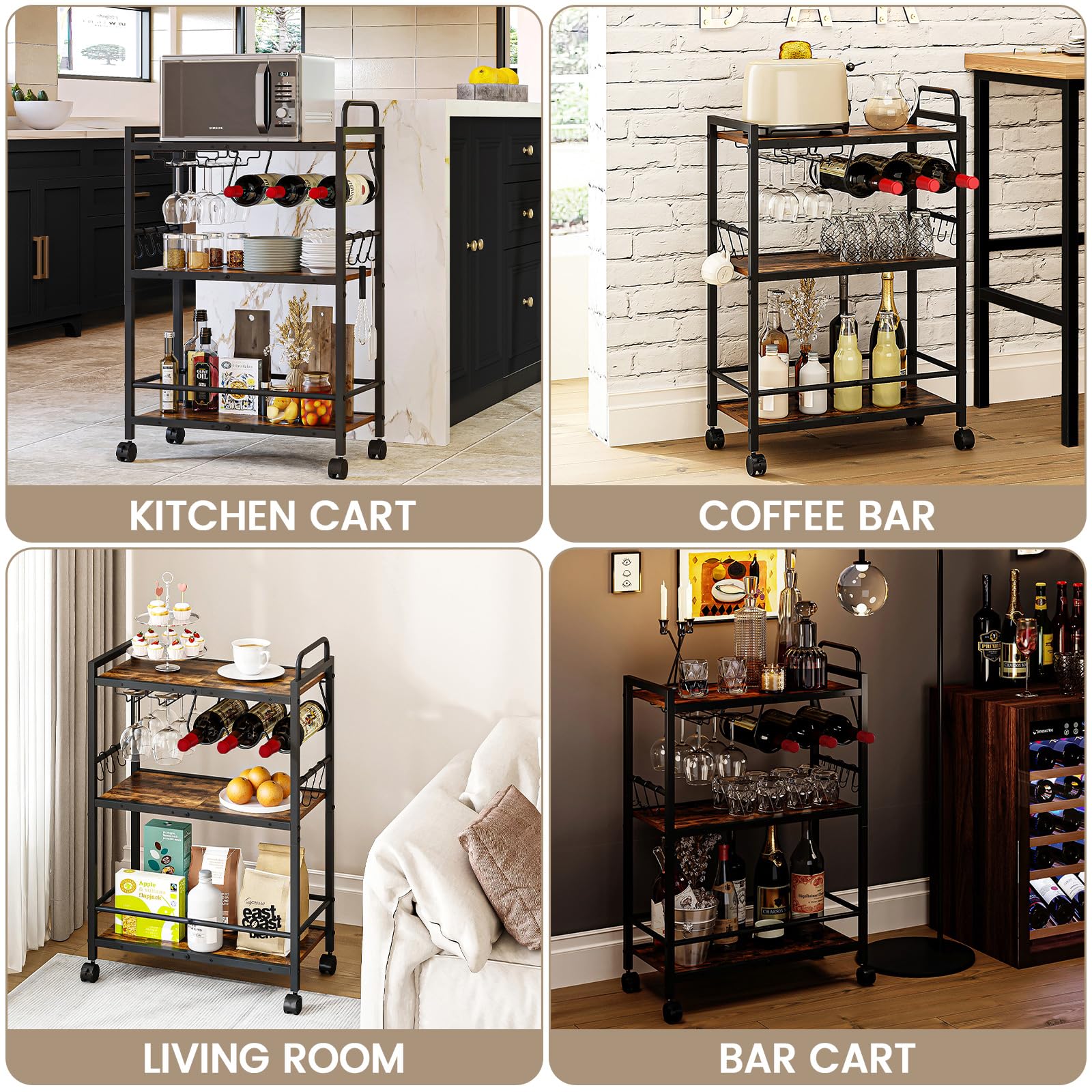 Homedawn microwave shelf design keeps small appliances within easy reach.