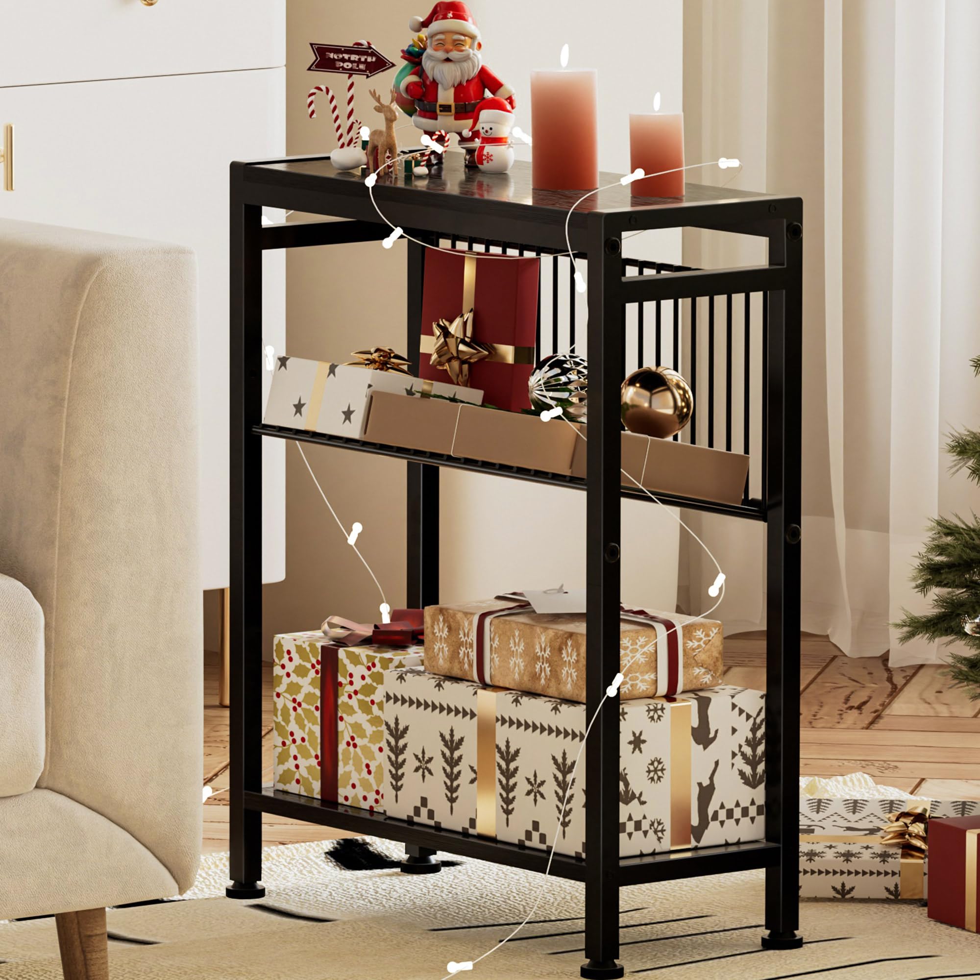 Homedawn living room table beside couch, versatile for remotes and snacks.