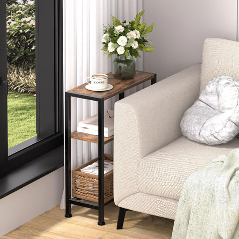 Homedawn narrow side table adjustable feet keep stability on uneven floors.