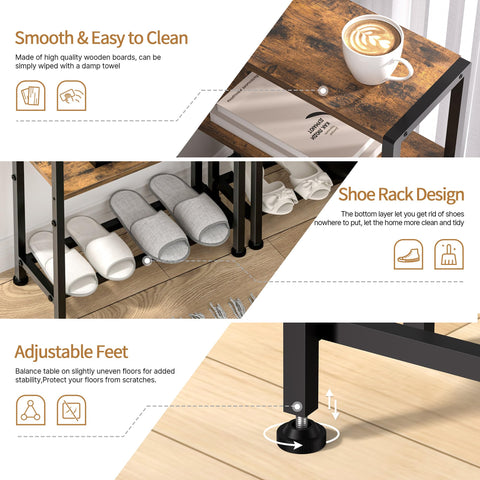 Homedawn narrow side table easy assembly with labeled parts and simple instructions.