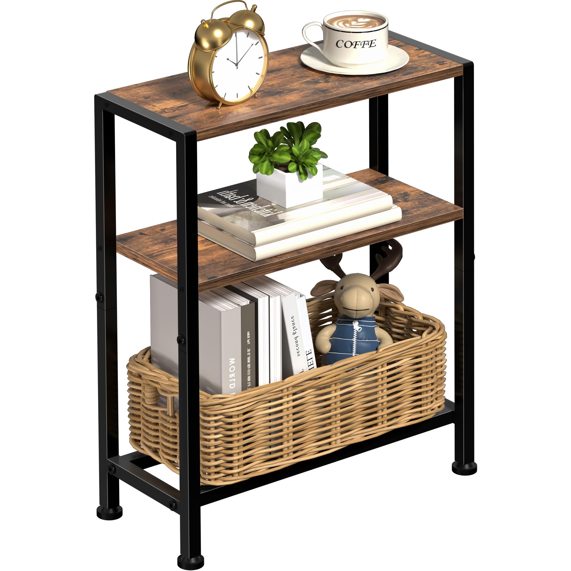Homedawn narrow side table top surface, compact design saves space for drinks and essentials.