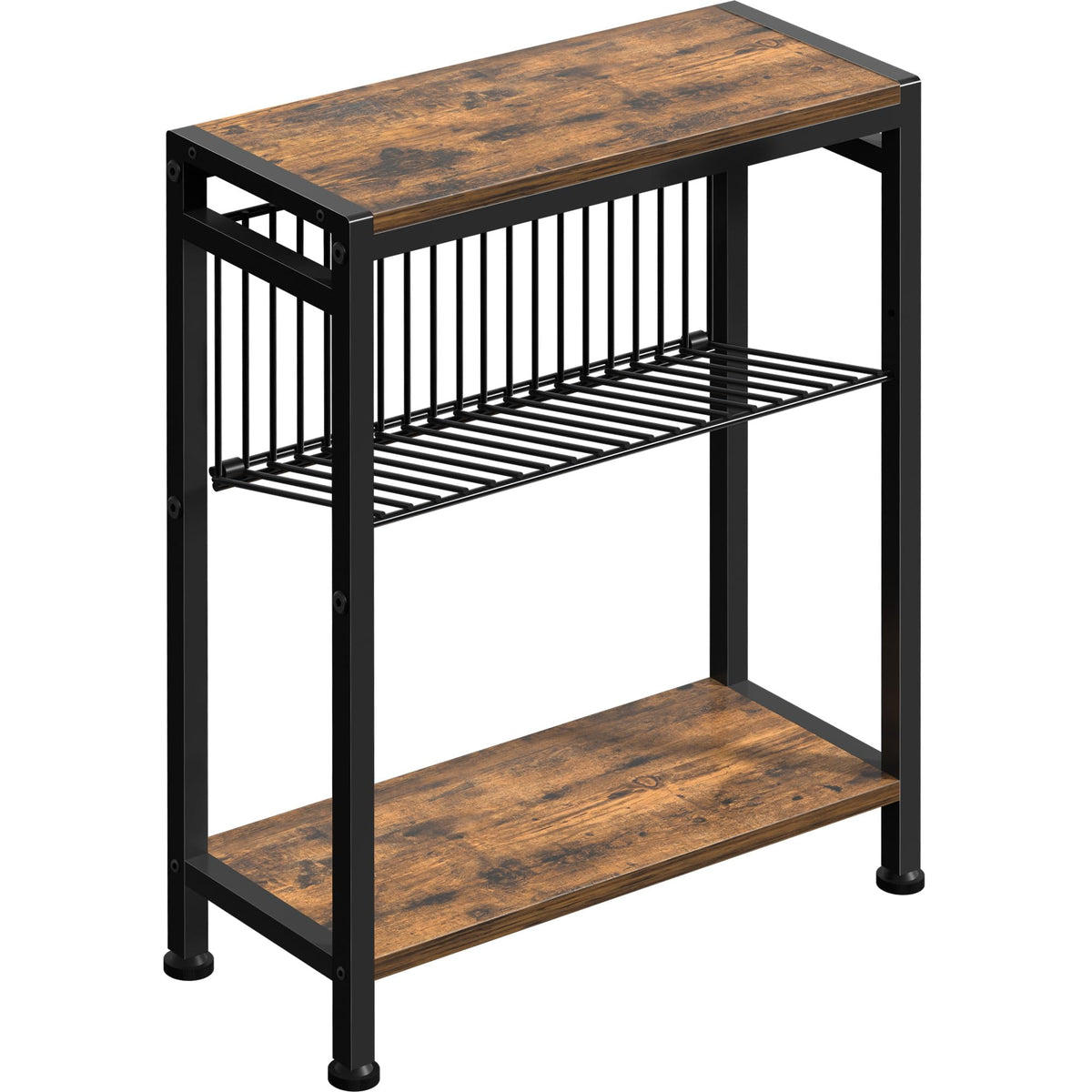 Homedawn small side table with wood grain top adds rustic warmth for compact spaces.