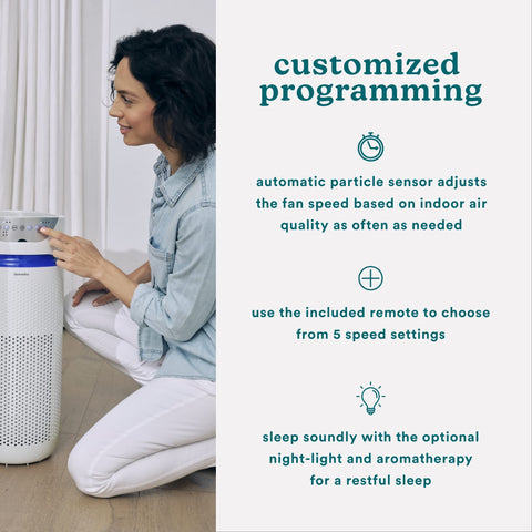 Homedics 360-degree design provides comprehensive airflow in large rooms.