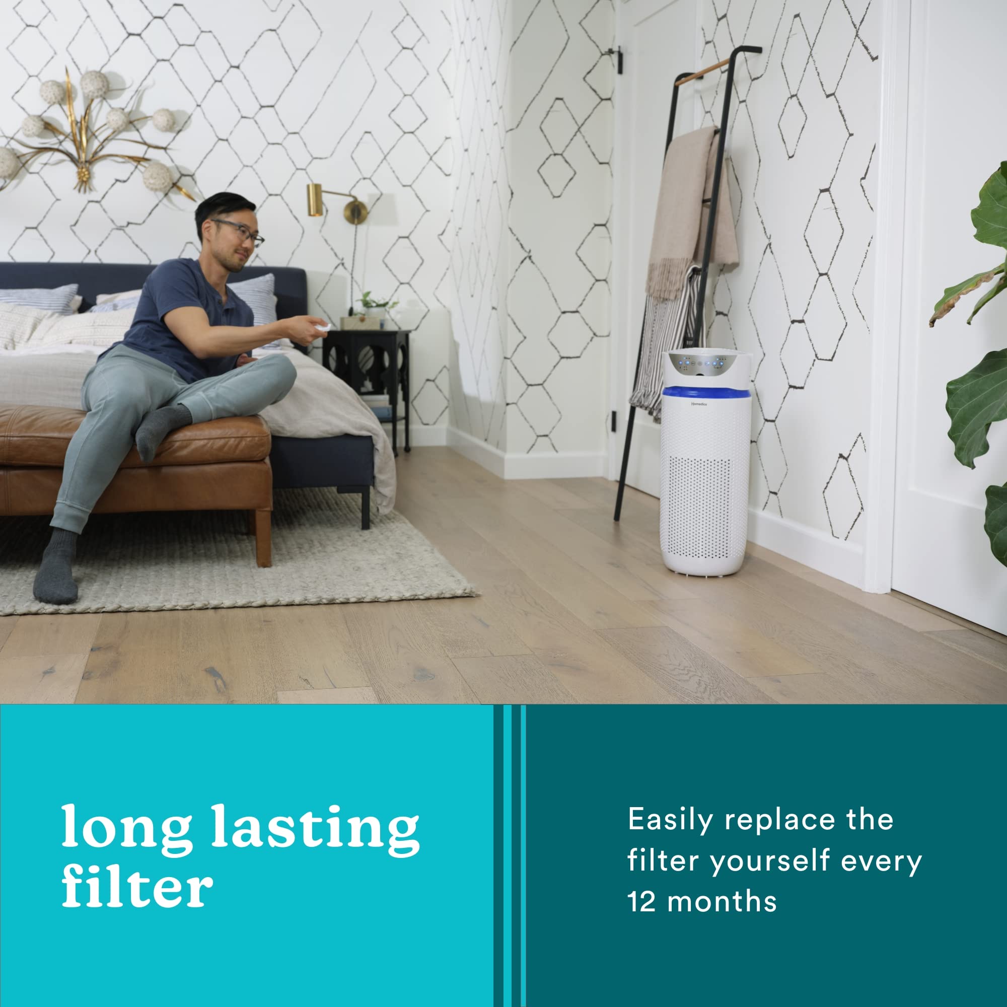 Homedics auto-off timer enables timed purification sessions.