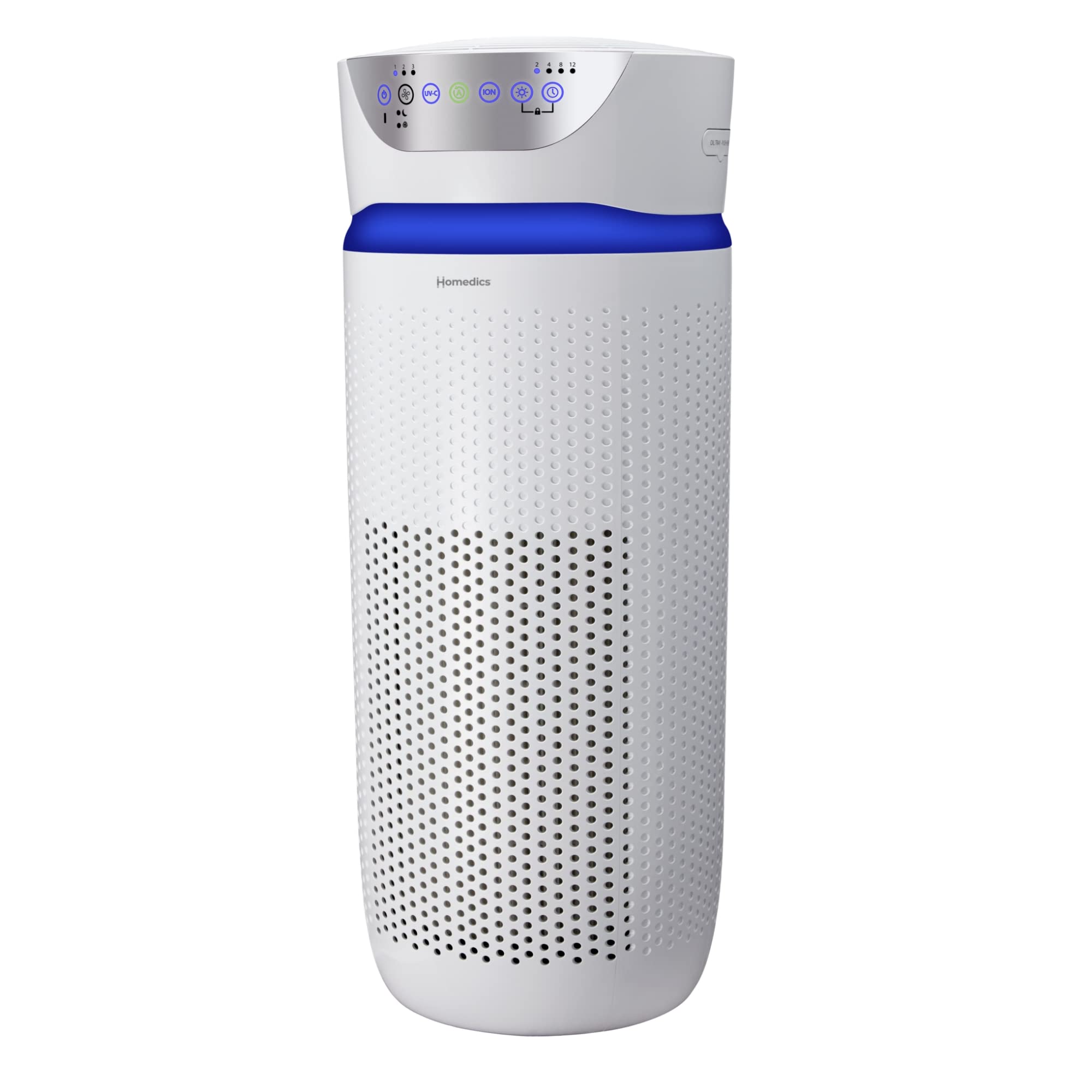 Homedics 5-in-1 UV-C air purifier front view for wide-room coverage.