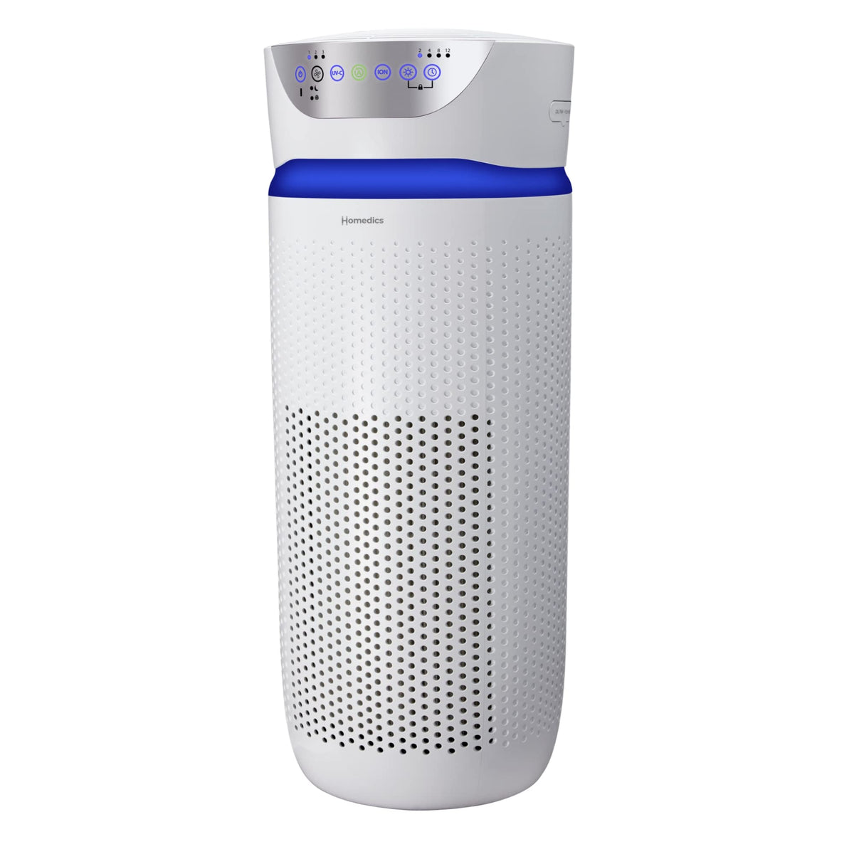 Homedics 5-in-1 UV-C air purifier front view for wide-room coverage.