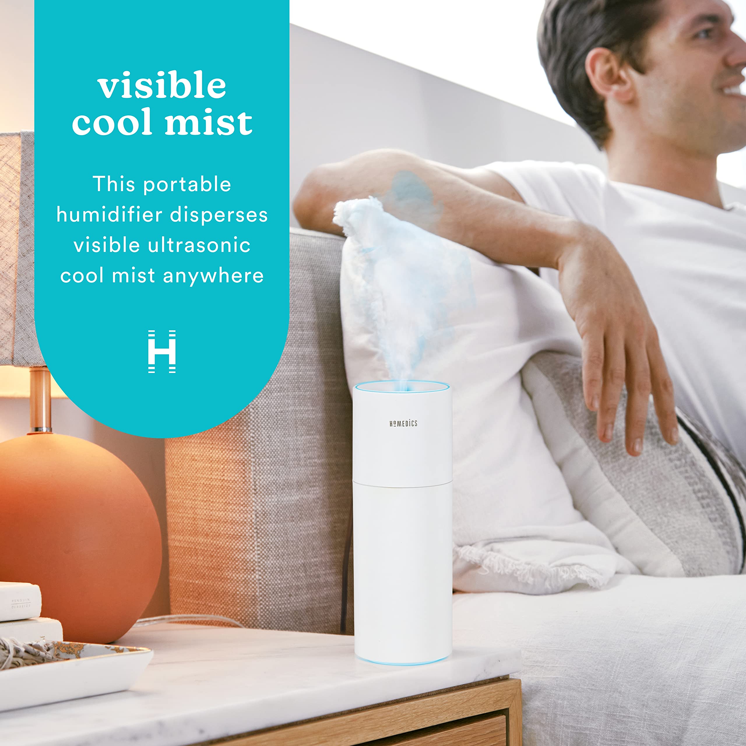 Homedics portable humidifier color changing light enhances ambient ambience