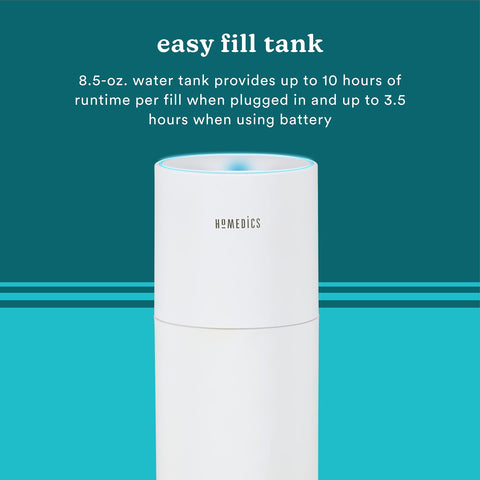 Homedics portable humidifier top fill tank for easy refills