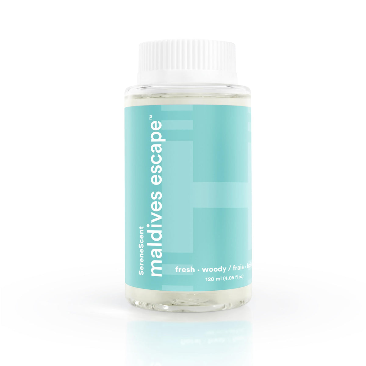 Homedics SereneScent Maldives Escape bottle pour for tropical spa ambience.