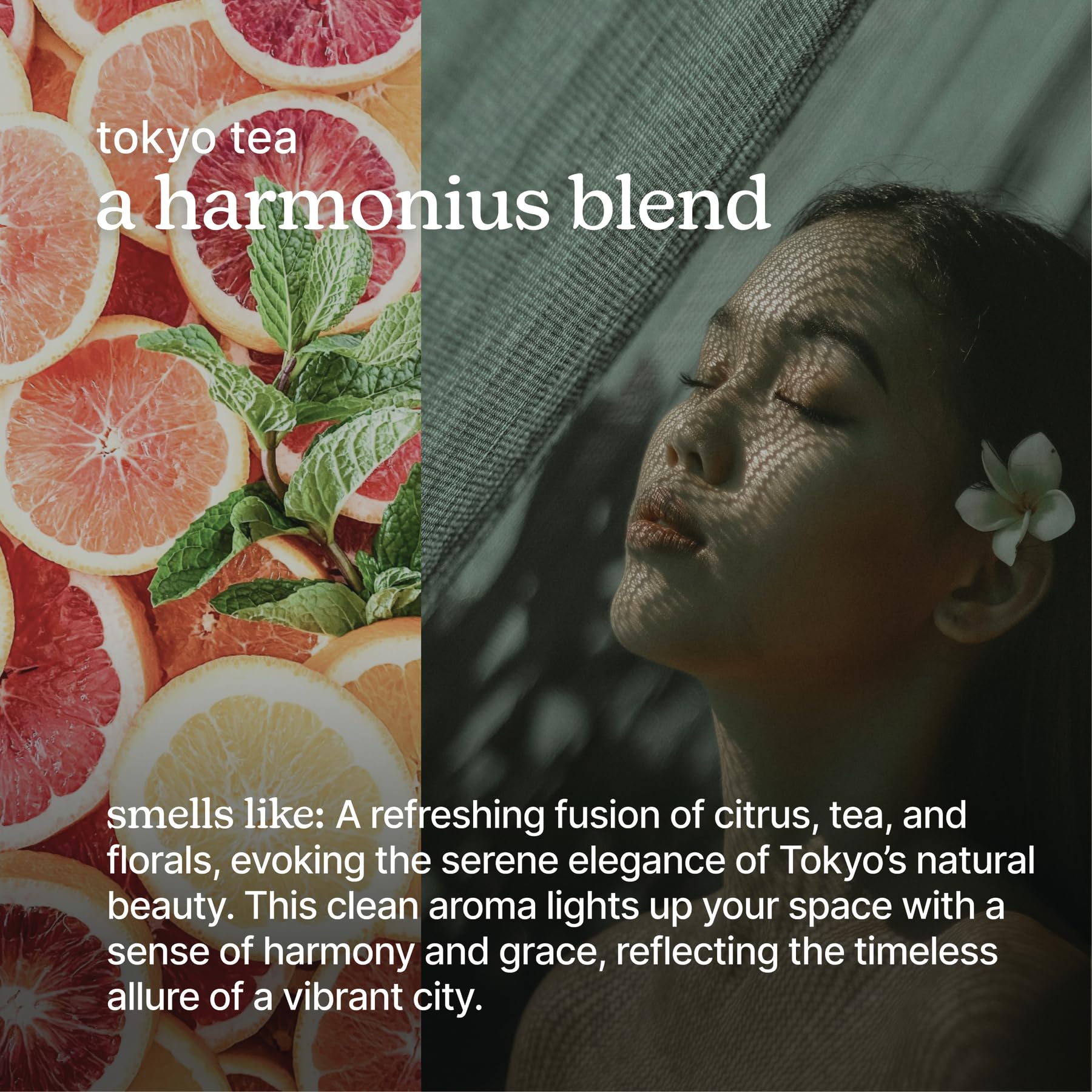 Homedics SereneScent Tokyo Tea bottle closeup showing crisp, hotel-inspired aroma.
