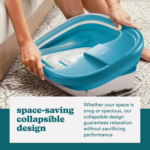 Homedics Smart Space Bubble Mate Foot Spa removable pumice stone for smoother feet.