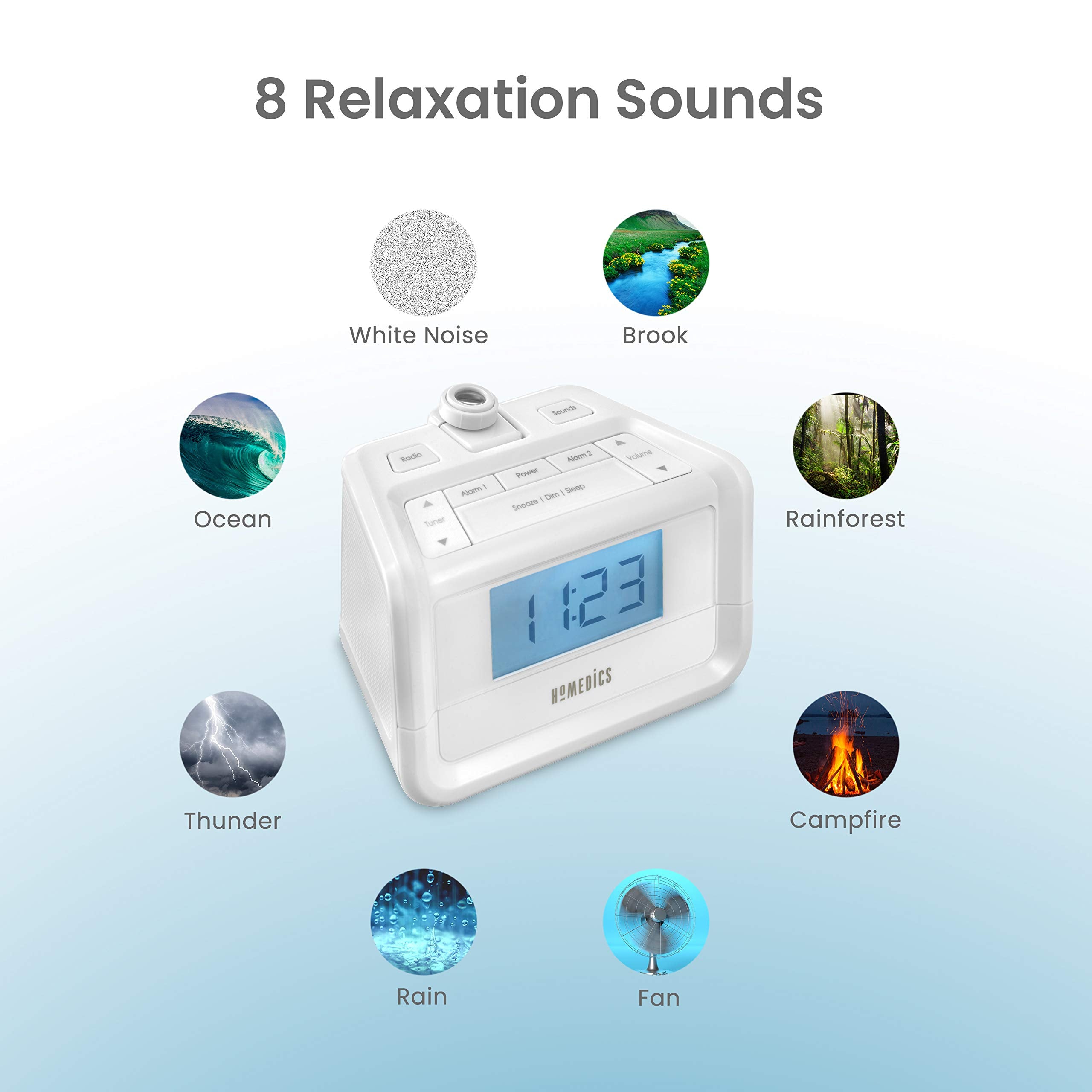 HoMedics SoundSpa dual alarm setup for separate wake times