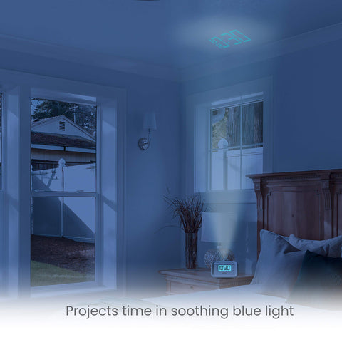 HoMedics SoundSpa time projection blue display projected on ceiling