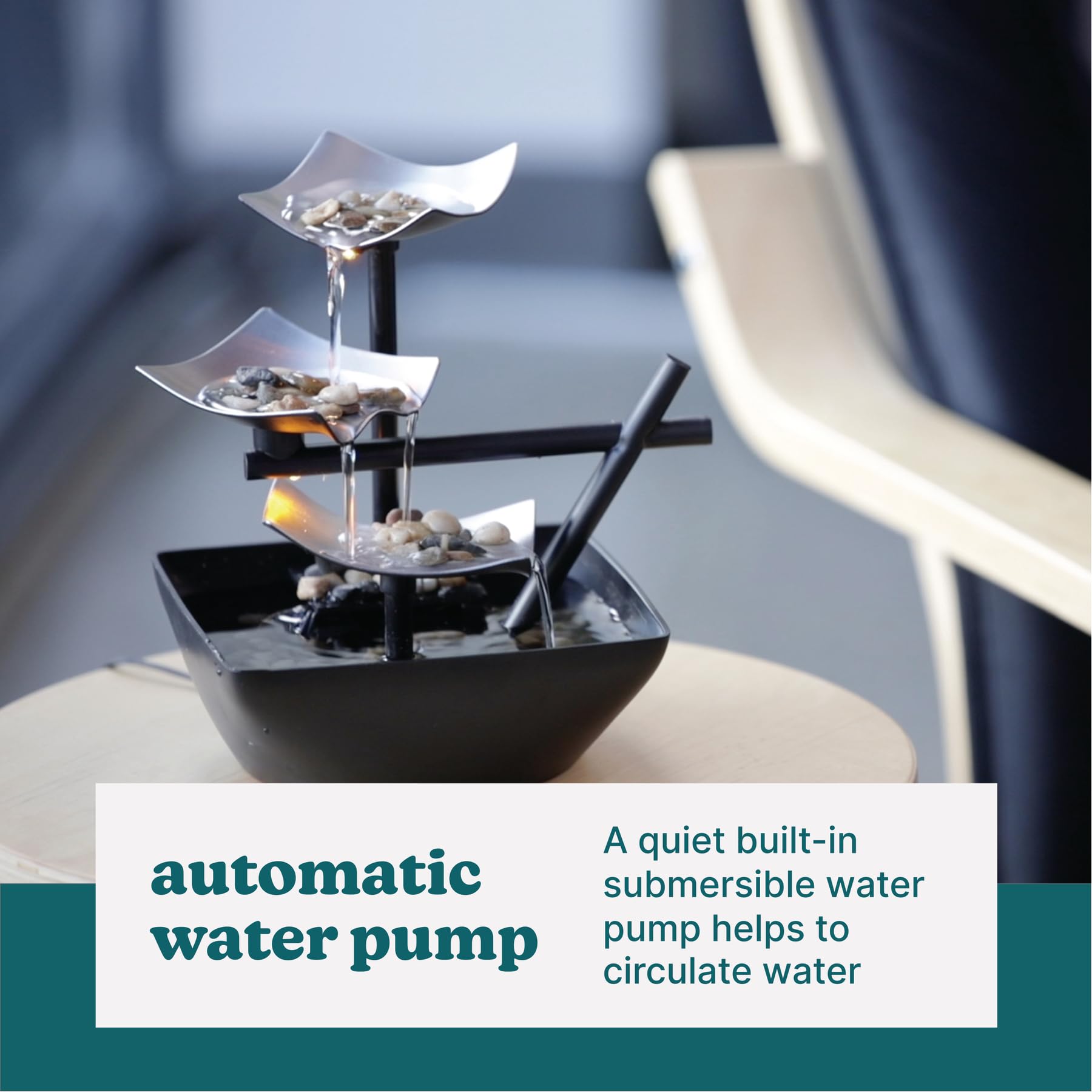 Homedics Tabletop Water Fountain – ideal nightlight and relaxation for nursery or bedtime