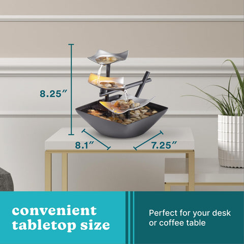 Homedics Tabletop Water Fountain – compact, Asian-inspired decor fits any space