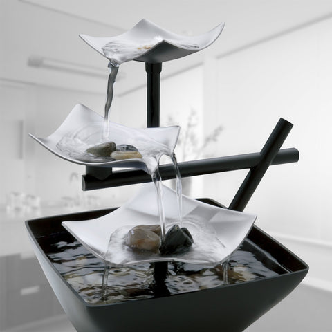 Homedics Tabletop Water Fountain – three-tier leaves cascade for a calming ambience
