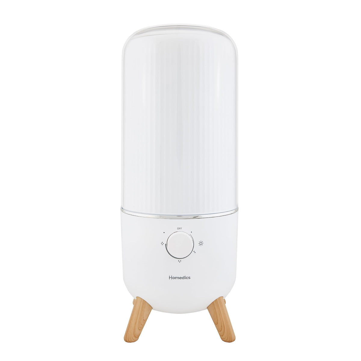 Homedics Ultrasonic Humidifier emits a visible cool mist for even moisture in spaces up to 400 sq ft.
