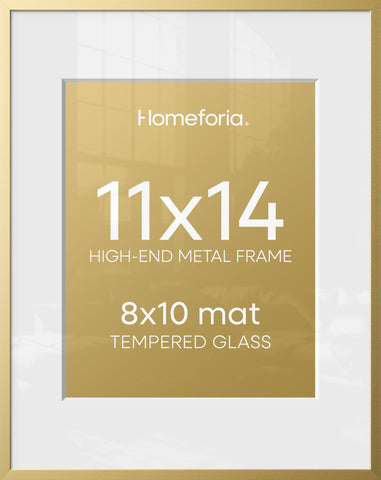 Homeforia 11x14 gold frame front view with mat for a clean display