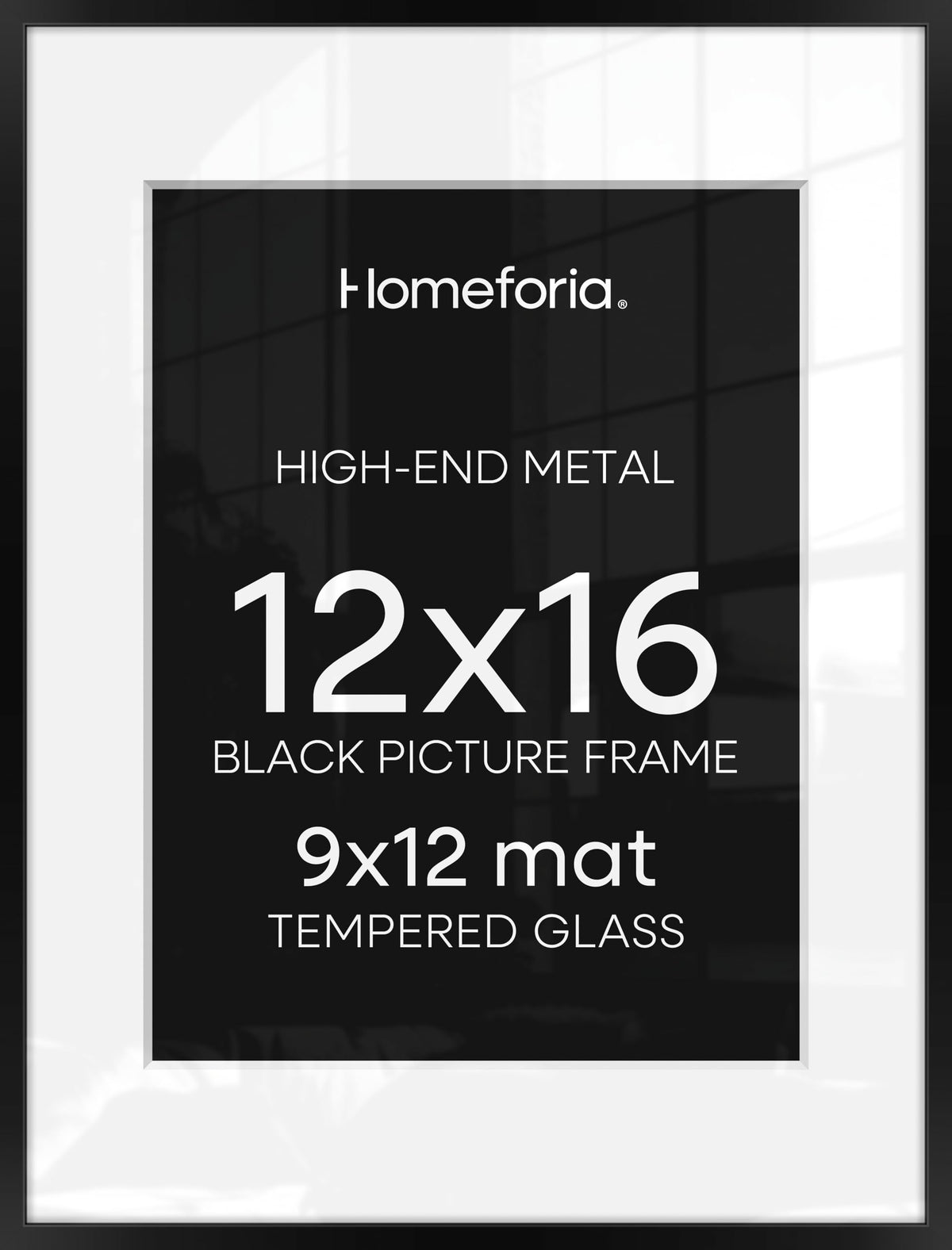 Homeforia 12x16 black frame with mat, gallery-like presentation for photos