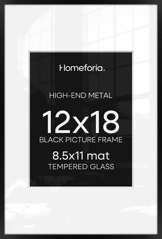 Homeforia 12x18 black frame front view with sleek matte finish for modern spaces.
