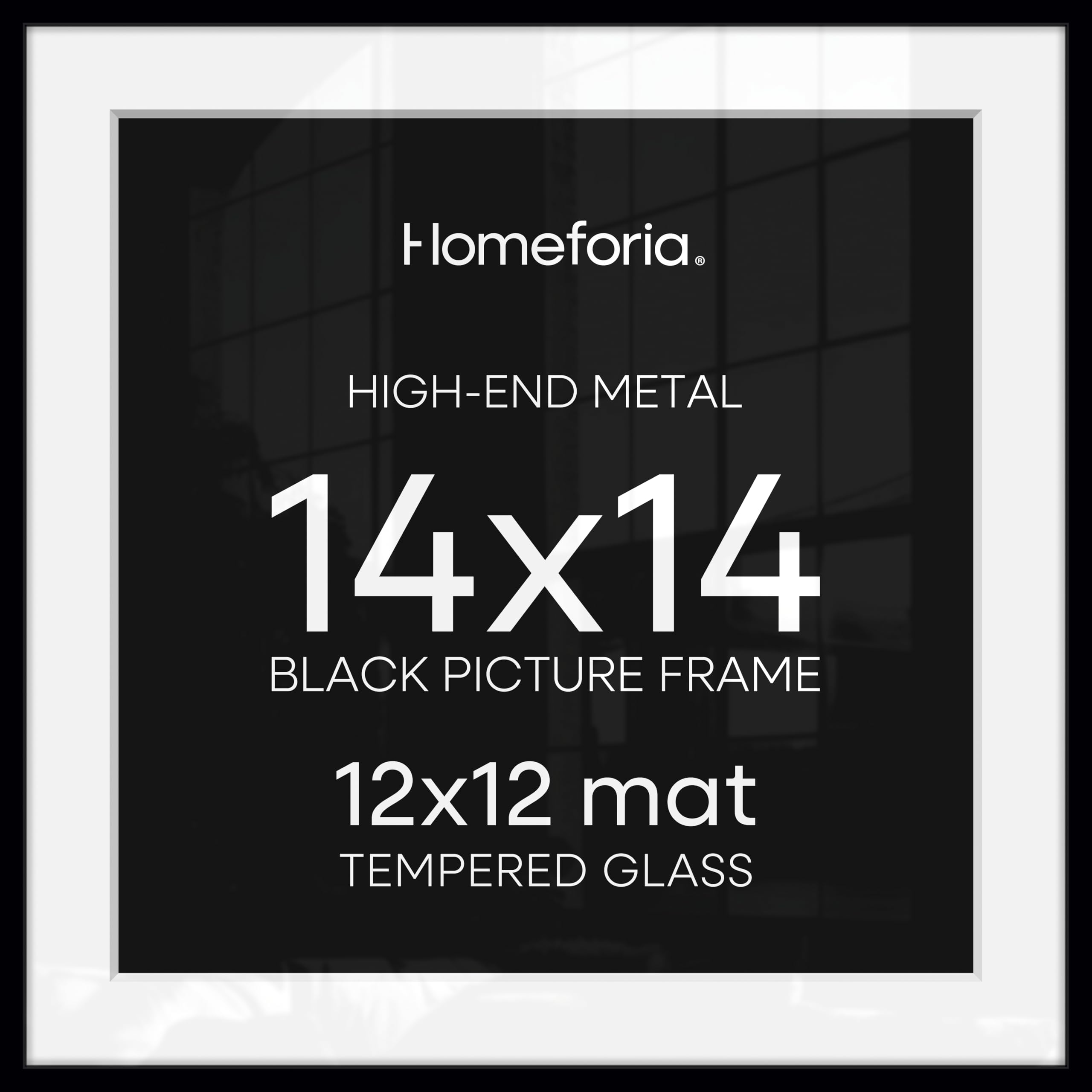 Homeforia 14x14 black frame front view for a modern display.