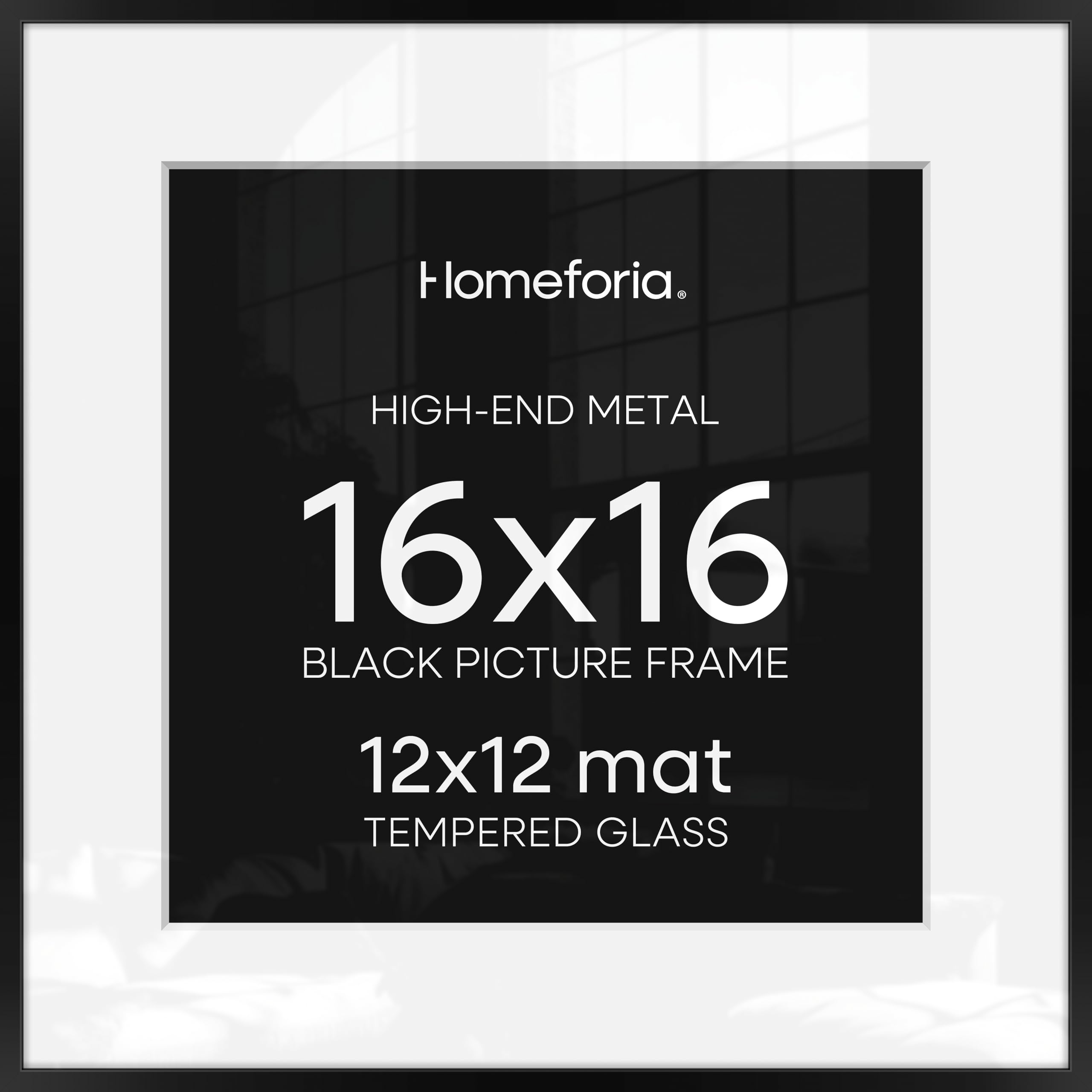 Homeforia 16x16 black matte frame for modern interior displays