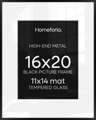 Homeforia 16x20 frame in matte black, front view for contemporary displays.