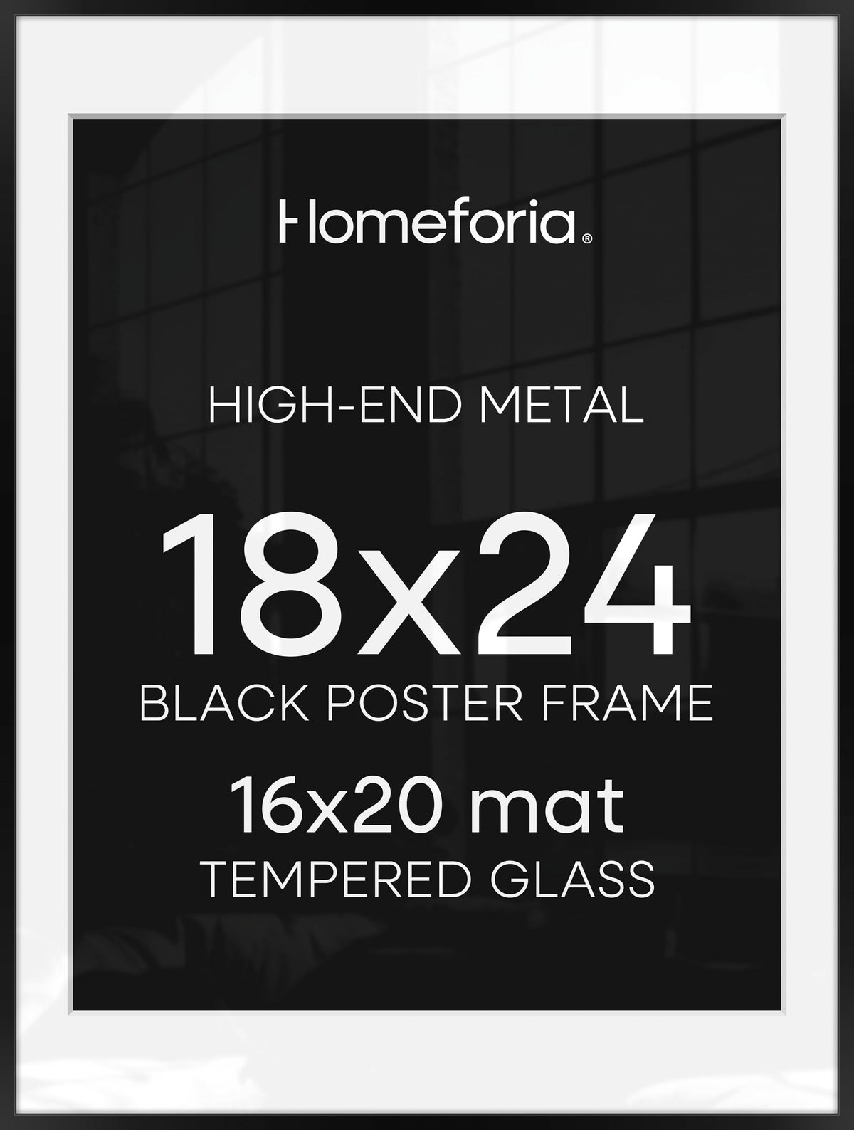 Homeforia 18x24 frame in black with clean, contemporary lines for wall display