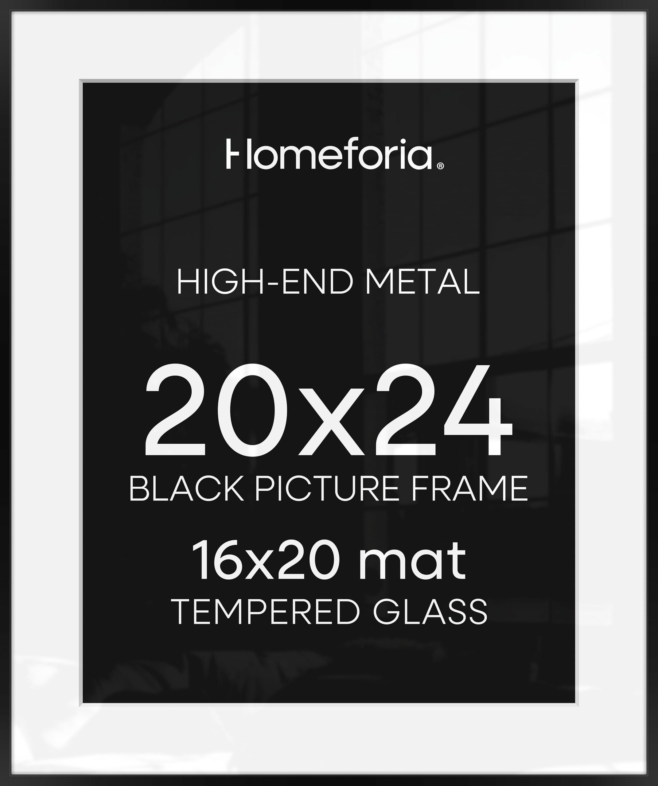 Homeforia 20x24 matte black frame front view for a clean, modern display.