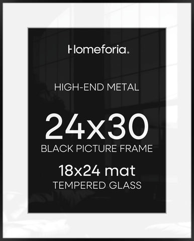 Homeforia 24x30 black poster frame front view with matte finish for modern interiors.