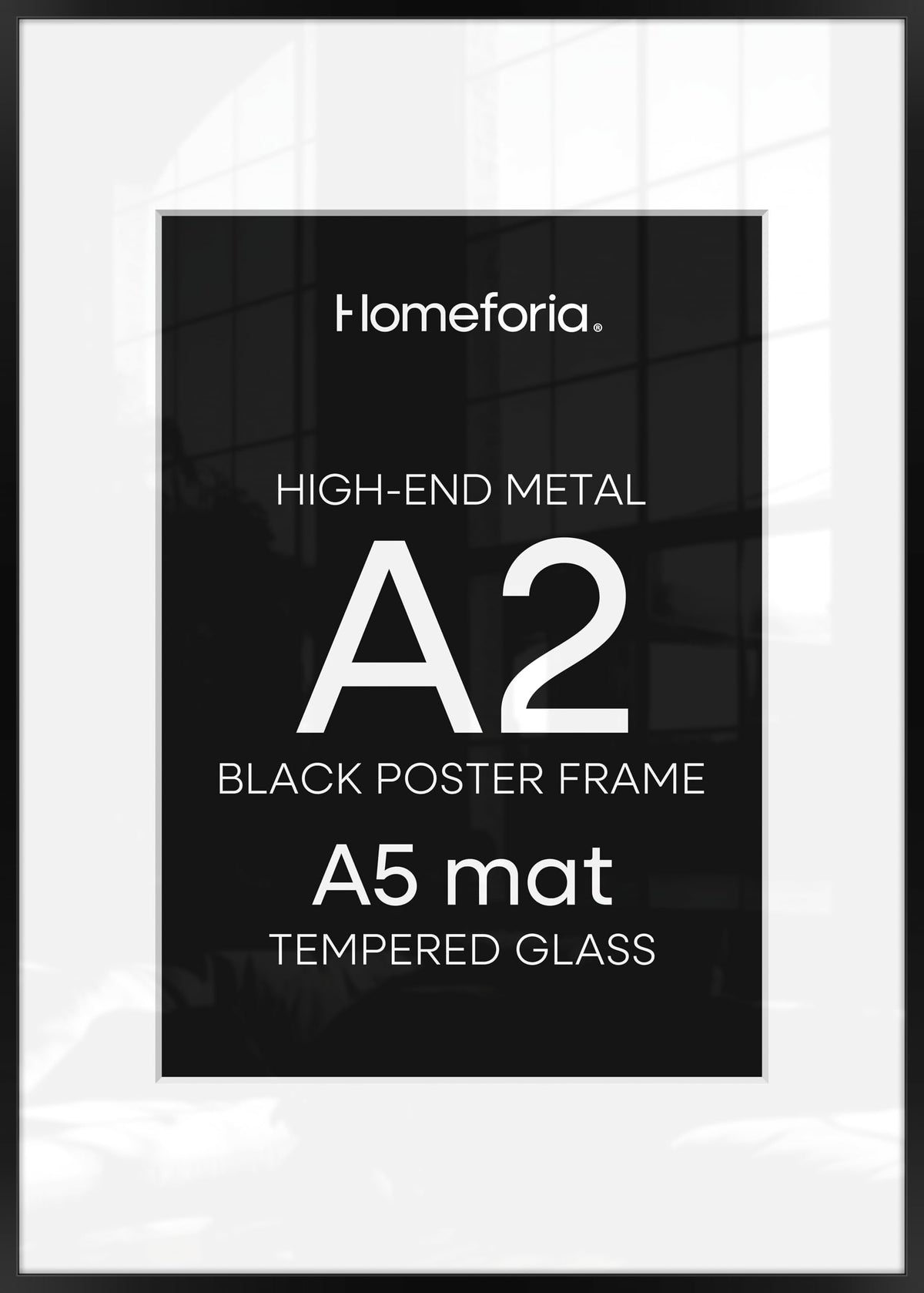 Homeforia A2 matte black exterior frame enhances a modern display.