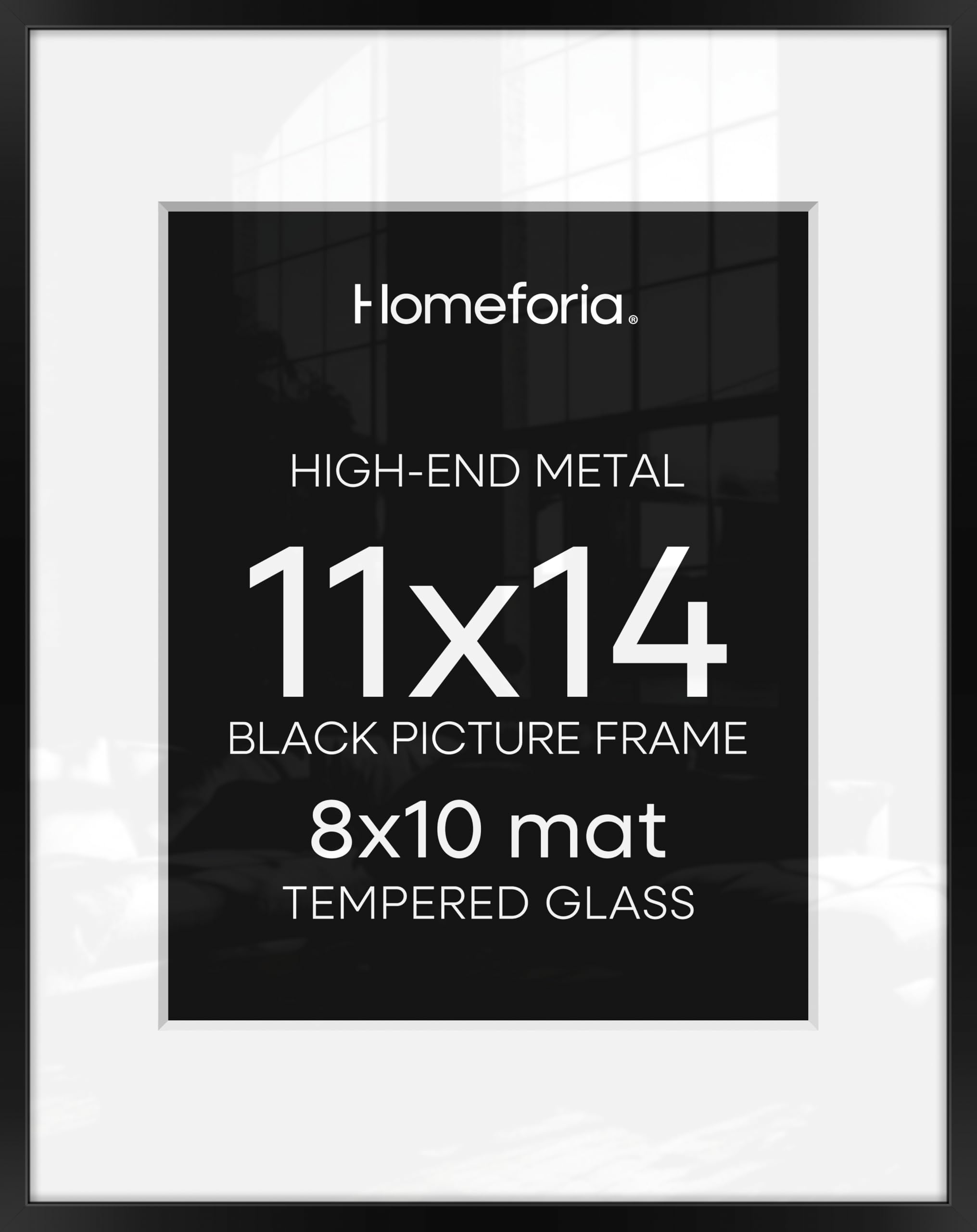 Homeforia Black 11x14 frame front view with modern matte finish for gallery-ready display