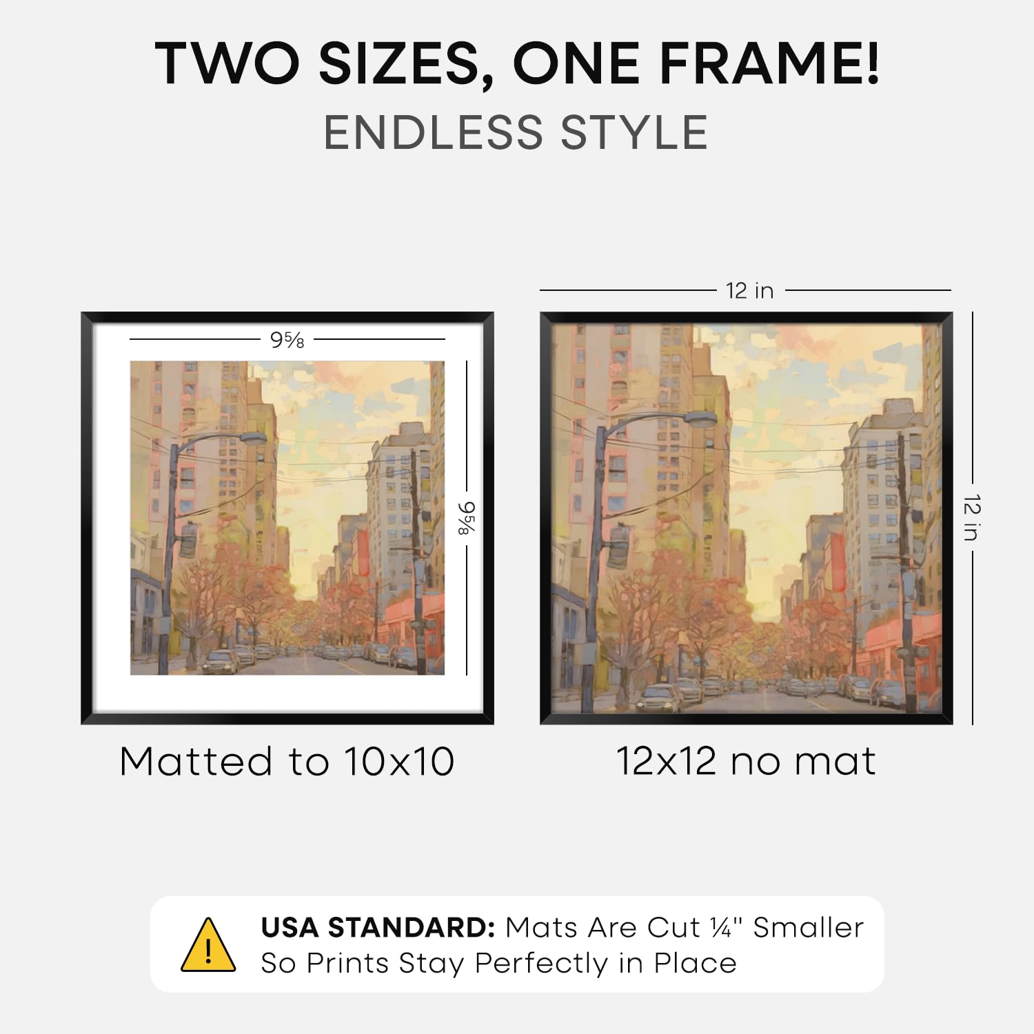 Homeforia 12x12 frame edge detail showing matte black finish